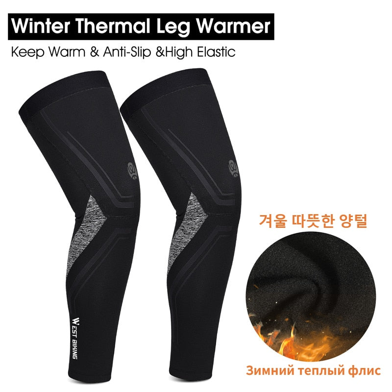 WEST BIKING Warm Windproof Cycling Leg Warmers Men Women MTB Bike Bicycle Sports Running Basketball Soccer Compression Leggings