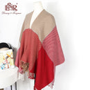 Damen Winter Reversible Oversized Blanket Plaid Pullover Poncho Cape Kaschmir Schal und Wraps Strickjacken Dickerer Pashmina-Schal