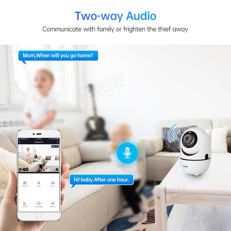 TOWODE 1080P WIFI IP Kamera Home Security Indoor Tuya Smart Bewegungserkennung Alarm Rotation Babyphone Überwachungskamera