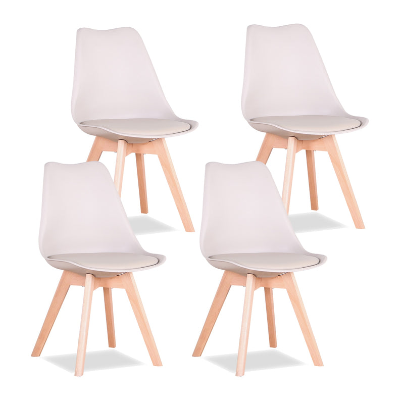 EGOONM Set of 4 Modern Dining Chair Inspired Solid Wood Plastic Padded Seat w/ Cushion Retro Style Kitchen Chair for Dining Room