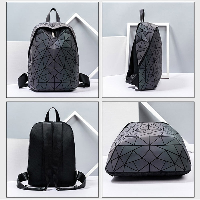 Set Backpacks Women Geometric Luminous Backpack School Purse Holographic Noctilucent Travel Bagpack Female Student Rucksack 2021