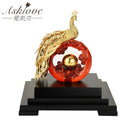 Asklove Gold Phoenix Ornament 3D Pfau Statue 24 Karat Goldfolie Dekoration Miniaturfiguren Desktop Crafts Home Decor Geschenke