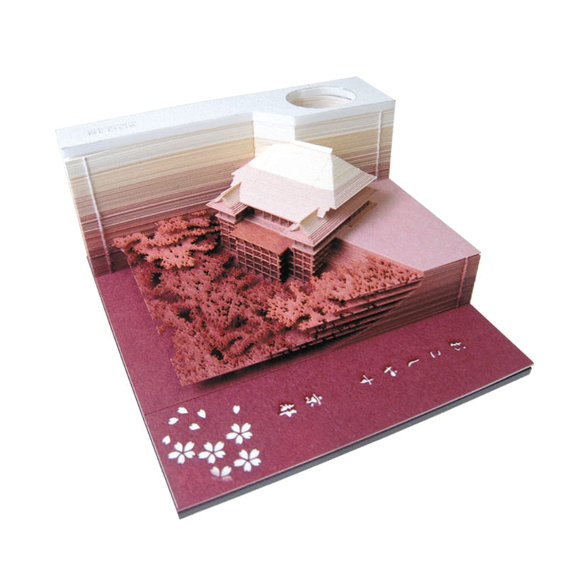 Omoshiroi-Block 3D-Notizblöcke, Neuheit, berühmtes Filmgebäude, Harry-Design, Neujahr, Weihnachtsgeschenk