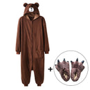 Bär Onesie Damen Herren Kigurumis Tier Pyjama Cartoon Hausschuhe Festival Homewear Winter Warmer Anzug Reißverschlussknopf Overall