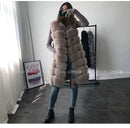 Faux Fur Coat Winter Women 2022 Fashion Casual Warm Slim Sleeveless Long Faux Fox Fur Vest Winter Pockets Jacket Women 5XL