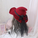 Alta calidad Lolita Halloween Lolita ROSE Lazo grande Gorro de bruja de Halloween Sombrero de bruja Mo Nv Mao