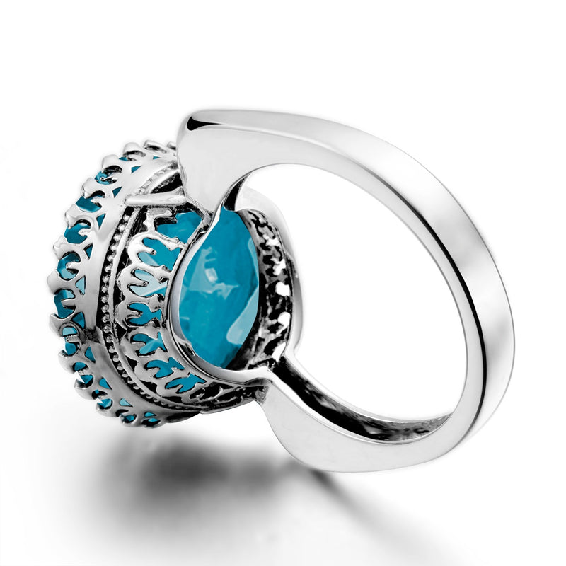 Szjinao Vintage 100% Plata de Ley 925 15ct anillo de aguamarina creado redondo para mujer joyería fina hecha a mano de marca famosa 2021