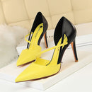 Mode-süße High Heel-Schuhe im koreanischen Stil Damen High Heels Shallow Mouth Pointed Mixed Colors A-Linie mit dünnen Stöckelschuhen