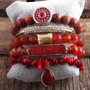 RH moda Boho joyería piedra Natural pulsera y brazalete 5 piezas conjuntos de pulseras para mujeres regalo DropShip