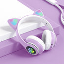 Auriculares inalámbricos con orejas de gato, auriculares Bluetooth 5,0 RGB con cancelación de ruido de graves, auriculares para adultos, niños y niñas, compatible con tarjeta TF y micrófono