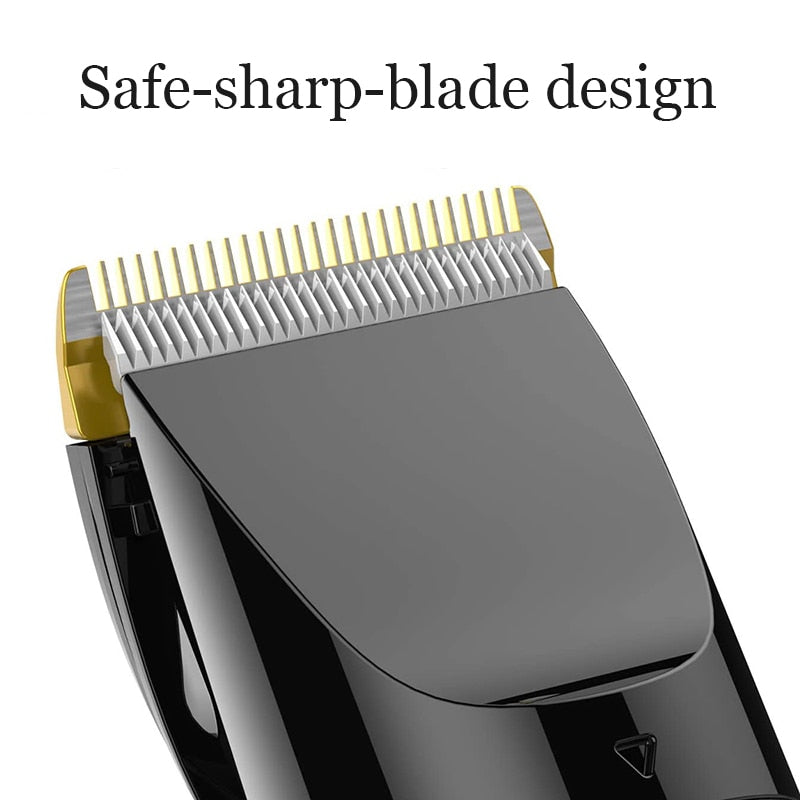 Cortadora de pelo eléctrica, cortadora de pelo recargable, cuchilla de cerámica de titanio, máquina de corte de pelo para hombres, pantalla LCD