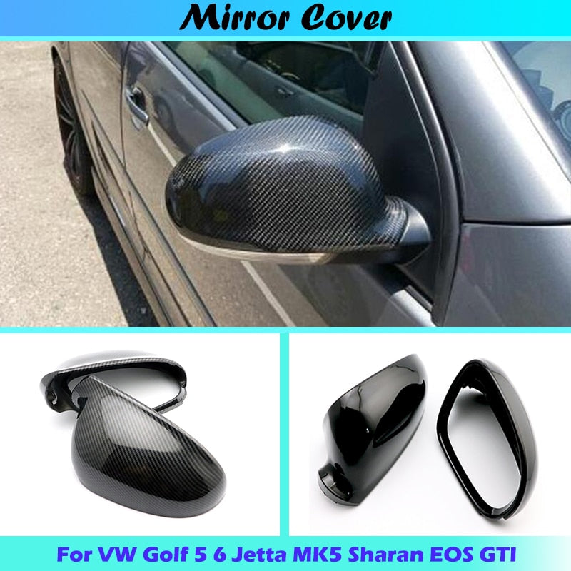 For VW Golf 5 / 6 Plus M Variant GTI MK5 EOS Jetta Sharan Skoda Superb B5 Rear-View Mirror Cover Caps Carbon pattern or Black