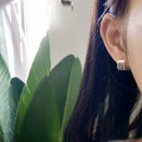 Pendientes Huggies de edición ancha cuadrada de plata 925, pendientes de aro a la moda para mujer, joyería nupcial elegante de lujo para fiesta