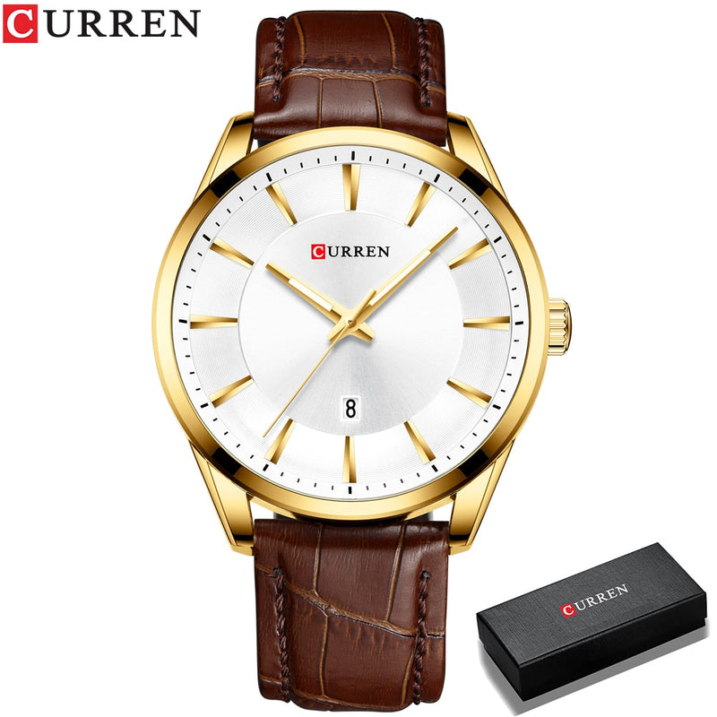 CURREN Quarzuhren für Herren Lederband Herren Armbanduhren Top Luxusmarke Business Herren Uhr 45mm Reloj Hombres