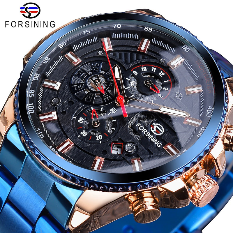 Forsining 2019 3 Dial Calendar Multifunction Military Luminous Hand Mens Mechanical Sport Automatic Wrist Watch Top Brand Luxury