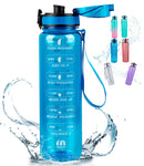 ZOMAKE 32 Unzen motivierende Wasserflasche mit Zeitmarkierung, auslaufsichere Sportwasserflasche BPA-frei, Fruchtwasserflasche Sport 1 Liter