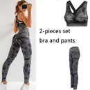 Damen Gym Set Kleidung 2 Stück Yoga Set Sport-BH und Leggings Jogging Nahtlose Workout Sporthose Damen Fitness Sportanzug