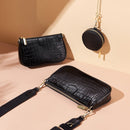 Conjunto de 3 uds. De bolsos de hombro de diseñador para mujer, monedero y bolsos de mano de piel sintética, bolso cruzado de cocodrilo para mujer, bandolera con correa ancha