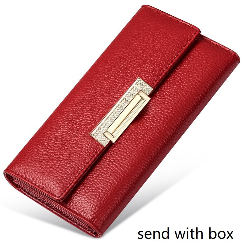 clearance women wallets genuine leather ladies clutch bag long real leather wallet cow leather purse female