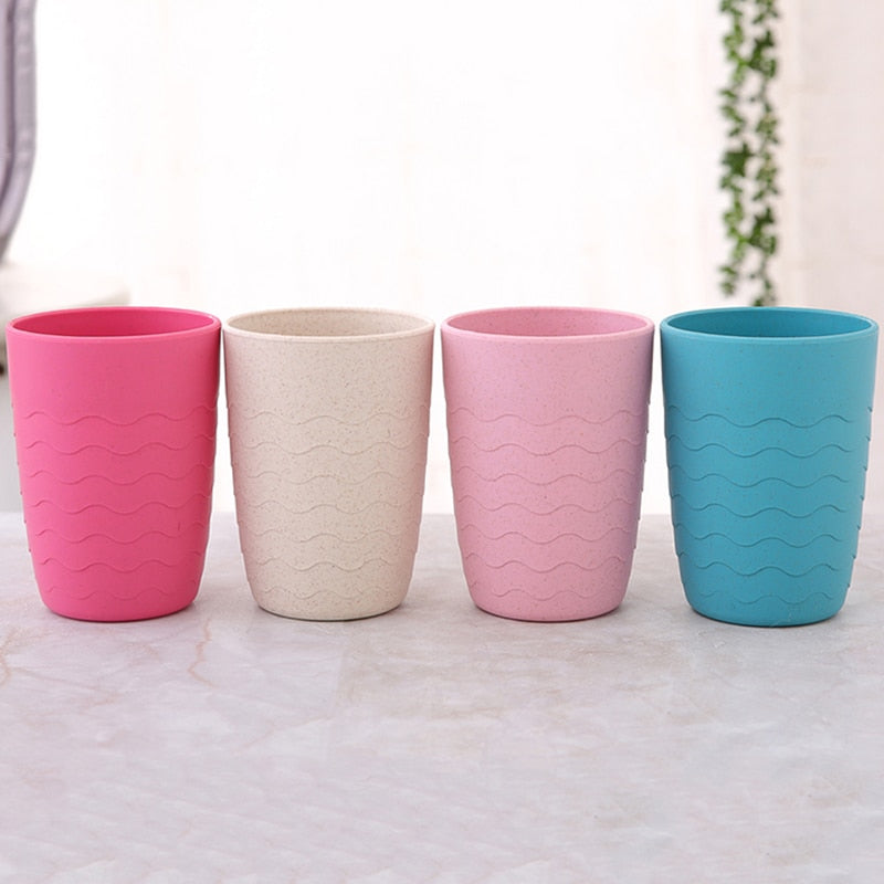 4Pcs/Set Bathroom Accessories Wheat Straw Eco-Friendly Soap Dish Dispenser Bottle Washroom Toothbrush Holder Cup Suit