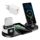EXPUNKN Kabelloses Ladegerät 6 in 1 10 W Qi Fast Stand Carga Rapida Dock Station Carregador Sem Fio für Iphone Apple Watch Airpods
