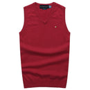 Chaleco de buena calidad para primavera y otoño para hombre, jerséis sin mangas, jerséis 100% de algodón, chaleco tejido informal, Tops de punto para hombre a la moda