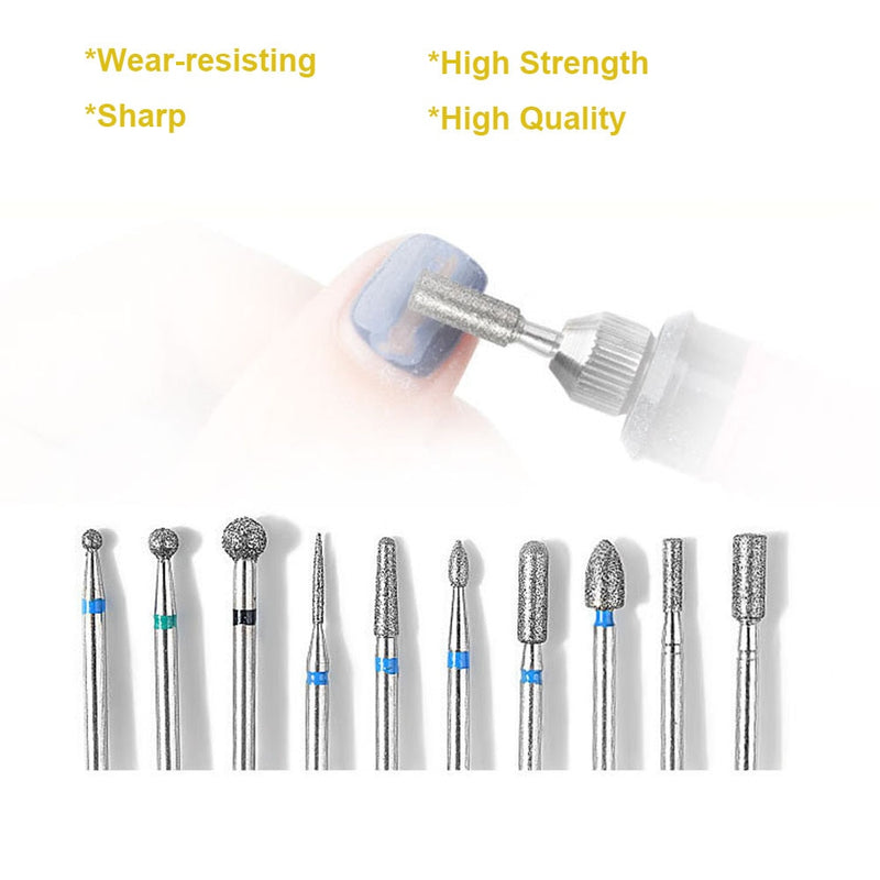 10Pcs/box Quality Nail Drill Bits Electric Cuticle Clean Rotary For Manicure Pedicure Tungsten alloy Grinding Head Sander Tool