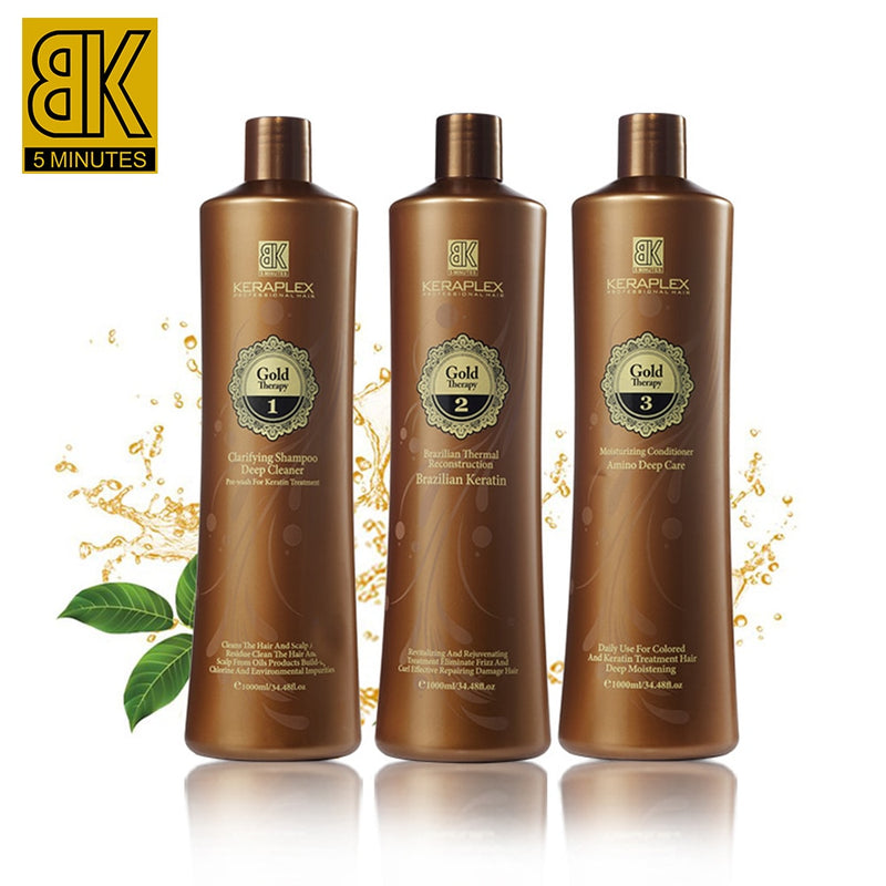 Brasilianisches Keratin-Haarbehandlungsset Glätteisen, Glätten, Glätten für lockiges Haar mit Keratin-Shampoos und -Conditionern