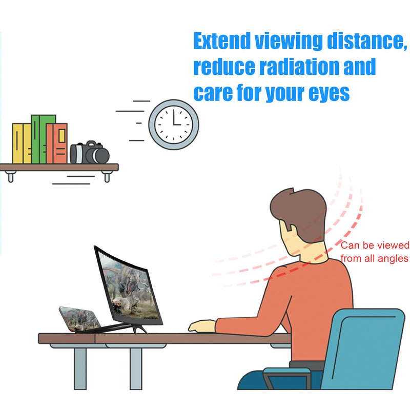 Besegad 12-Zoll-faltbare 3D-HD-Kurve, Handy, Film, Videos, Bildschirmlupe für Zuhause, Schlafzimmer, Reisen, drinnen und draußen