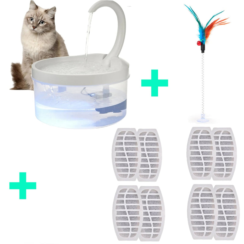Fuente de agua para mascotas, apagado automático cuando falta agua, dispensador de agua para pájaros, bebedero automático para perros, 2L con luz LED