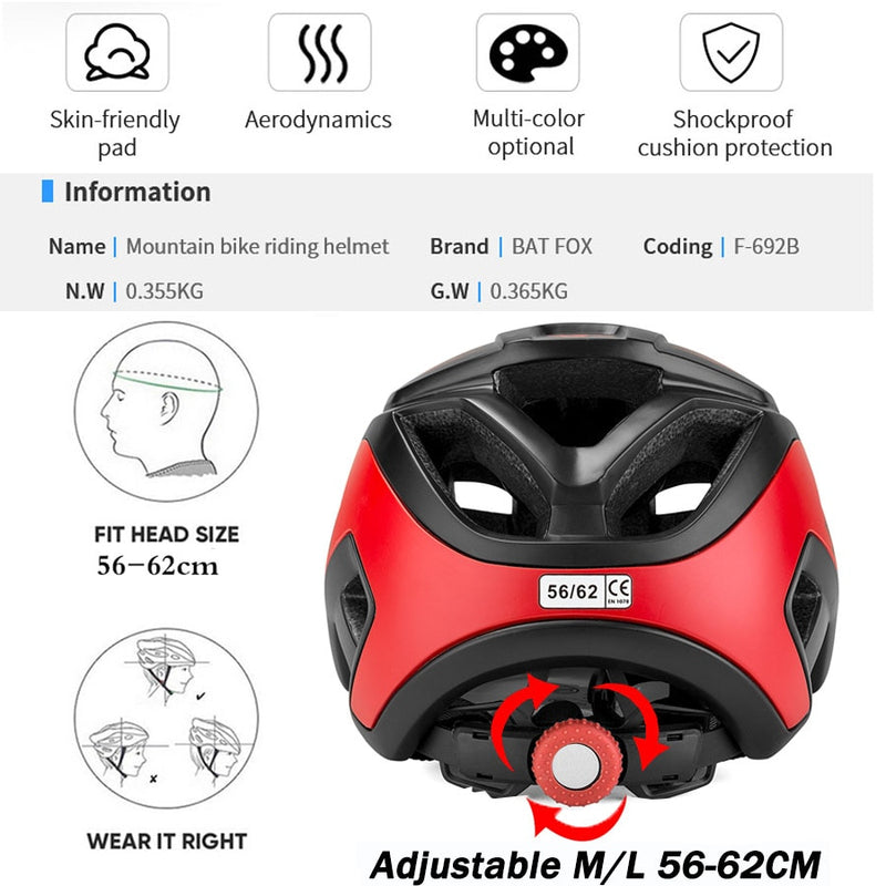 BATFOX Bike Racing Bicycle Helmet In-mold Cycling MTB Road Casco Mtb Cycling Helmet for Men Women Bike Helmet cascos bicicleta