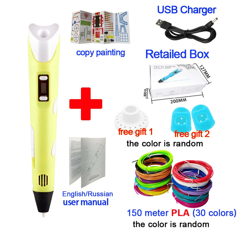 Original 3D Pen For Children 3D Drawing Printing Pencil with LCD Screen With PLA Filament Toys for Kids Christmas Birthday Gift