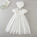 Hetiso, vestido infantil blanco para bautismo, vestidos de encaje para niñas con sombrero, ropa para niños, trajes de bautizo y cumpleaños de 3 a 24 meses