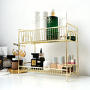 2 Schichten Metall Kosmetik Lagerregal Badezimmer Make-up Organizer Küche Gewürz Eisen Lagerregale Make-up Organizer Box
