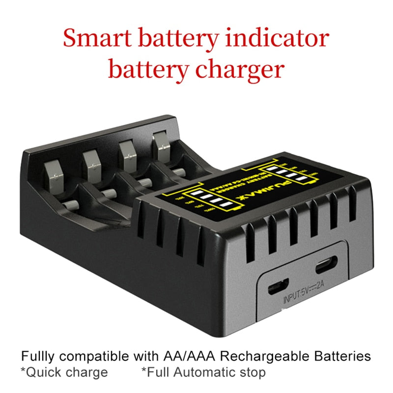 Cargador de batería VOXLINK de 4 ranuras para protección contra cortocircuitos de batería recargable AAA/AA con indicador LED cargador Ni-MH/Ni-Cd
