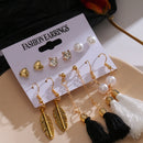 2020 Vintage Frauen Tropfen Ohrringe Set Böhmen Acryl Quaste Perle Legierung Lange Anhänger Ohrringe Geometrische Schmuck Party Geschenk