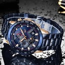 LIGE Herrenuhren Top-Marke Luxus Edelstahl Blau Wasserdicht Quarzuhr Herren Mode Chronograph Herren Sport Militäruhr