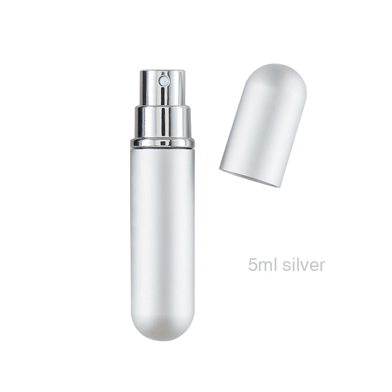 Mini botella de Perfume en aerosol recargable portátil de 5ml, atomizador de aluminio de viaje, envase cosmético vacío, logotipo personalizado gratis