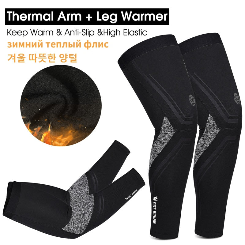 WEST BIKING Warm Windproof Cycling Leg Warmers Men Women MTB Bike Bicycle Sports Running Basketball Soccer Compression Leggings