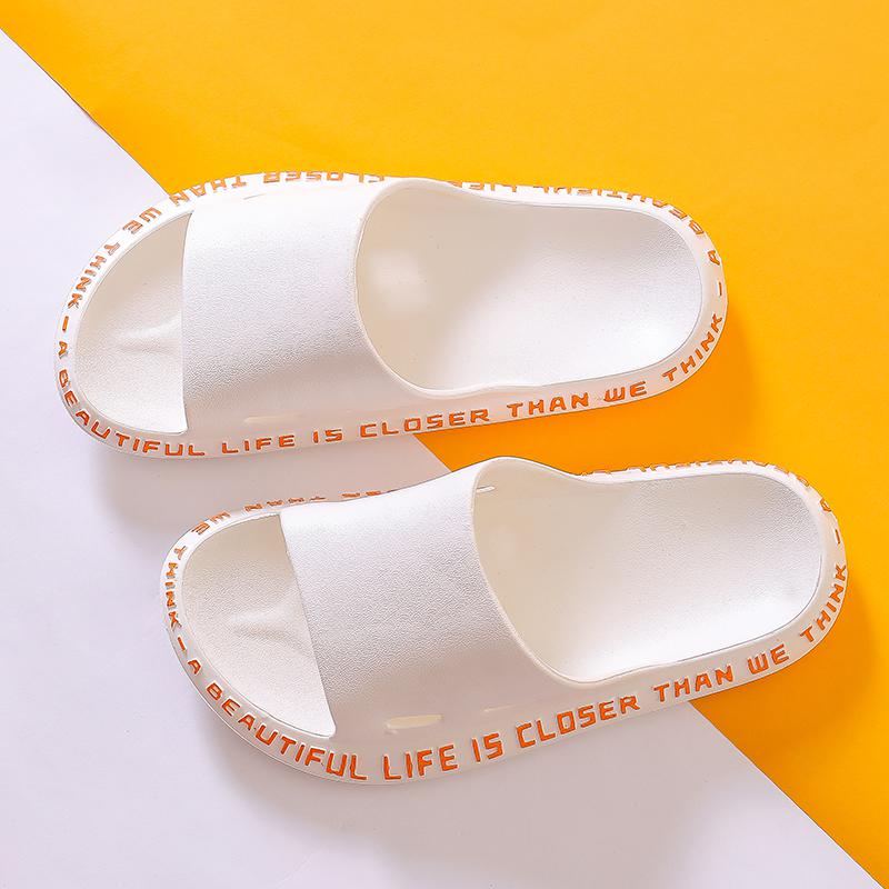 Women Men Summer Slippers Beach Slide Sandals Flip Flops Words Soft Sole Thick Bottom Comfort Ladies Couples Bathe Shoes