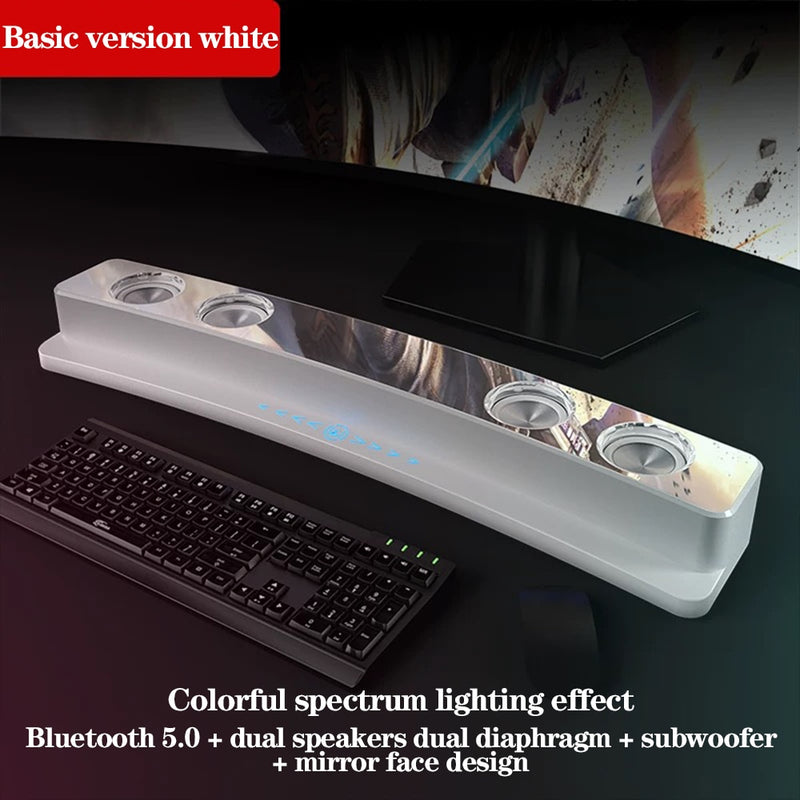 Altavoz de juego inalámbrico Bluetooth de 3600mAh, barra de sonido, Subwoofer estéreo 3D USB, AUX, FM, reloj de casa, barra de sonido interior, altavoz de ordenador