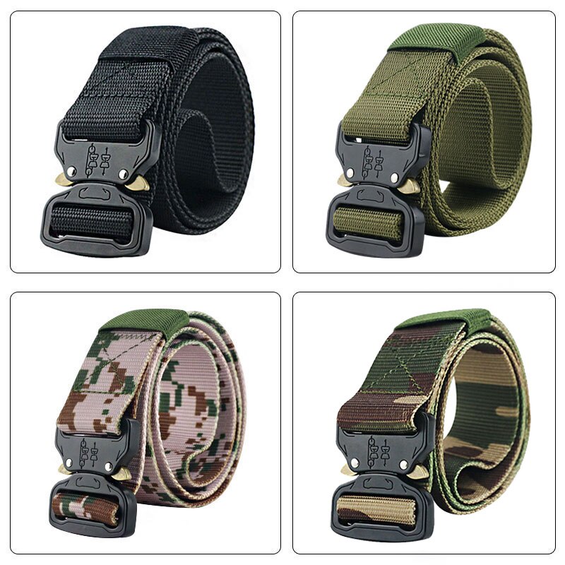Military Equipment Combat Tactical Belts for Men Army Training Nylon Metal Buckle Waist Belt Outdoor Hunting Waistband