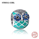 Enamel Charm Owl Pendant Charms 925 Sterling Silver Original Fit Authentic European Bracelet Beads for Women Jewelry Making Gift