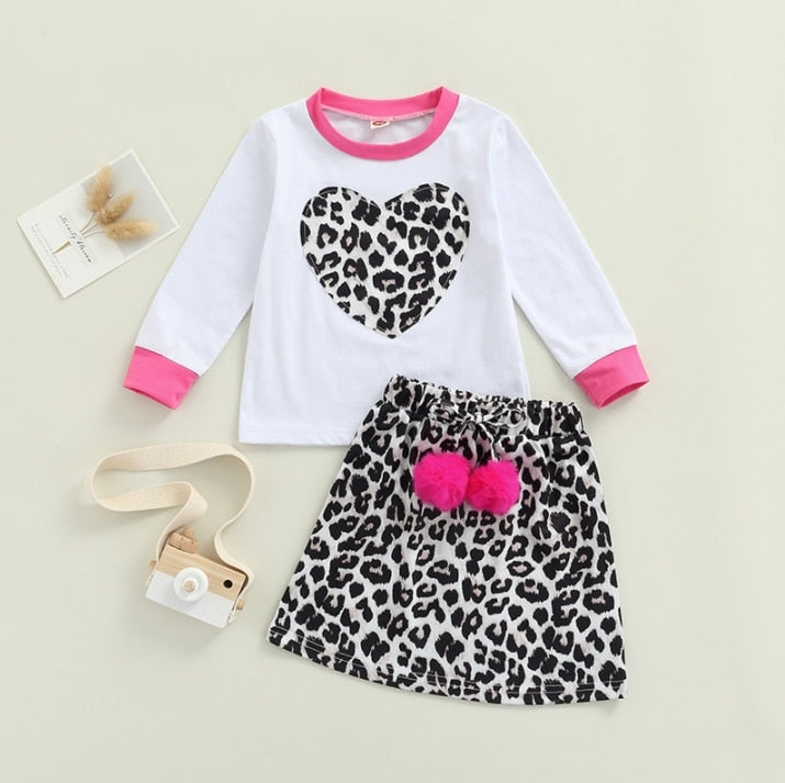 Neue Kleinkind Kinder Baby Mädchen Valentinstag Kleidung Langarm Liebe Herz Gedruckt Shirt Tops Tutu Rock 2 Stücke Outfits Set