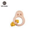Let's Make 1PC Avocado Holz Nagetier Baby Beißring Silikon Perlen Buche Zubehör Spielzeug Dusche Geschenk Holz Rasseln Krankenschwester