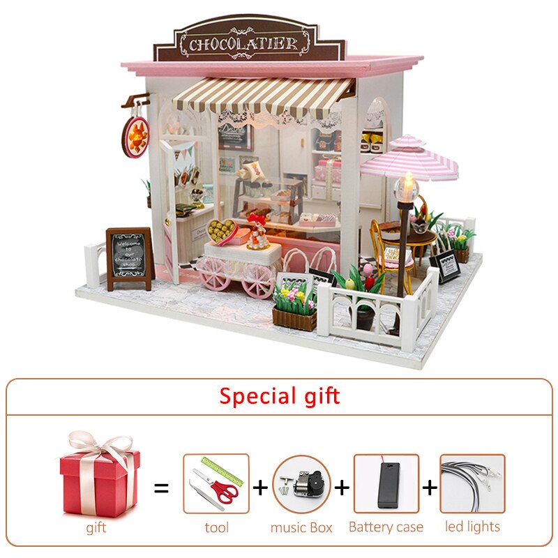 Diy Miniature Dollhouse Kit Big Houses Sea Villa Wooden Doll House With Furniture Roombox Assemble Toys Kids Birthday Gifts Casa