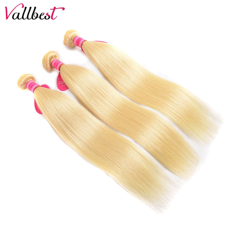Vallbest 613 Blonde Straight Hair Bundles With Closure Malaysian Human Hair Bundles With Lace Closure With Baby Hair Remy Hair