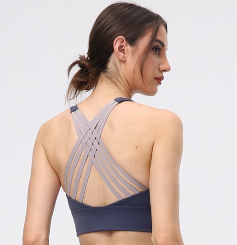 NWT Cross Tanks Yoga bra Women Tank Tops Fitness Shock Proof Quick Dry Backless Push Up Crop Bra Size XS-XL