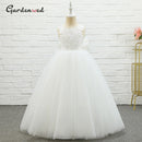 Gardenwed Ivory Lace Blumenmädchen Geburtstag Bankett Rückenfrei Schleife Schärpen Applikation Süßes Mädchen Kommunion Kleid robe fille enfant