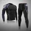 Laufen Herren Thermounterwäsche Unterhose Kit Sport Kompressionsbekleidung Trainingsanzug für Herren Fitness Slim Jogger Base Layer Set